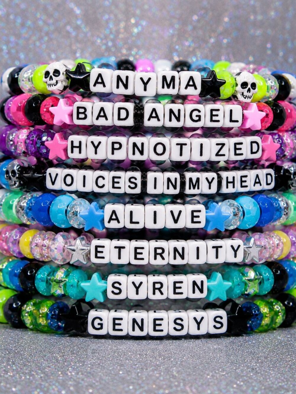 ANYMA | set of 10 Kandi festival / rave beaded bracelets